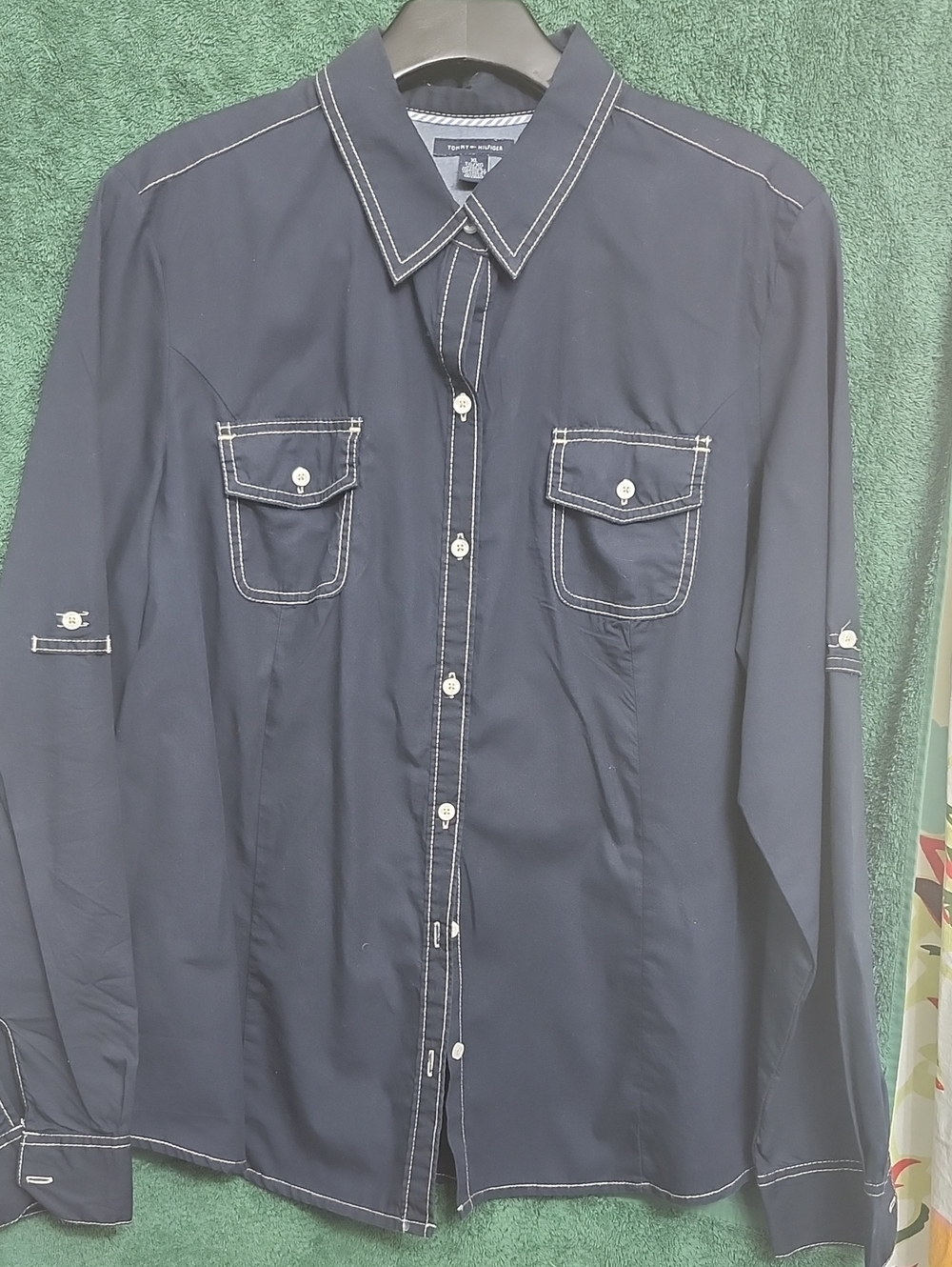 Tommy Hilfiger Navy Shirt with White Logo Accent